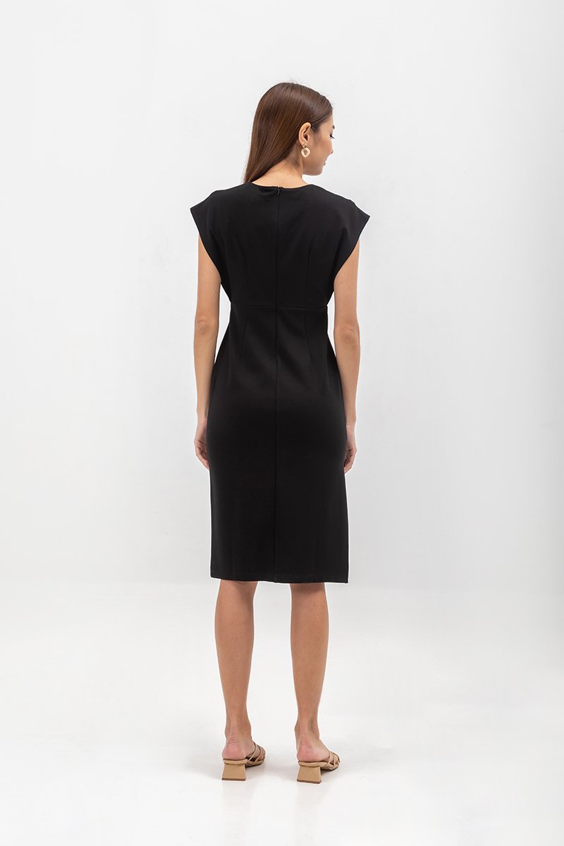 EMILY CAP SLEEVE FITTED MIDI DRESS