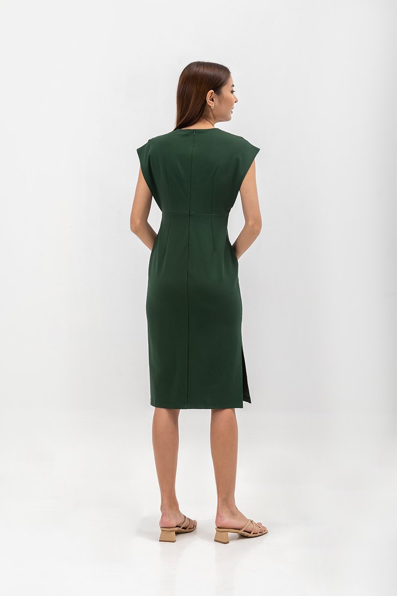 EMILY CAP SLEEVE FITTED MIDI DRESS
