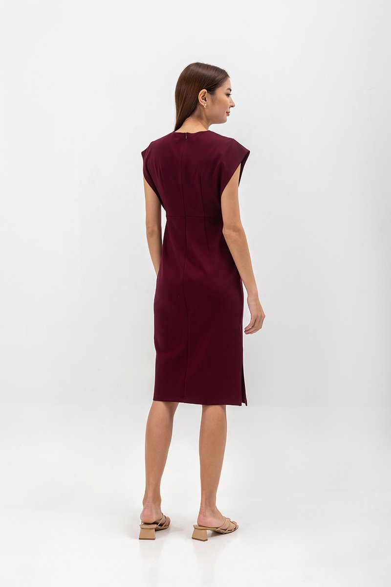 EMILY CAP SLEEVE FITTED MIDI DRESS