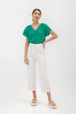 ADAHLIA V NECK BUTTONDOWN MUSLIN TOP
