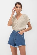 ADAHLIA V NECK BUTTONDOWN MUSLIN TOP