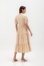 MONROE COLLARED TIERED MIDI DRESS