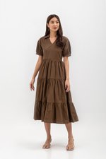 MONROE COLLARED TIERED MIDI DRESS