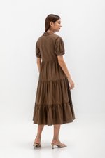 MONROE COLLARED TIERED MIDI DRESS