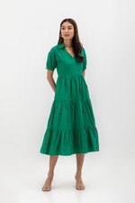MONROE COLLARED TIERED MIDI DRESS