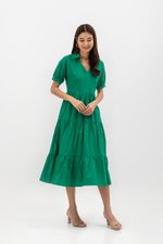 MONROE COLLARED TIERED MIDI DRESS