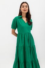MONROE COLLARED TIERED MIDI DRESS