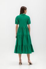 MONROE COLLARED TIERED MIDI DRESS
