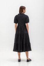 MONROE COLLARED TIERED MIDI DRESS