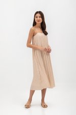 SORA PLEATED CAMISOLE MIDI DRESS W SASH