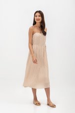 SORA PLEATED CAMISOLE MIDI DRESS W SASH