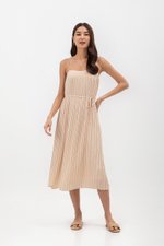 SORA PLEATED CAMISOLE MIDI DRESS W SASH