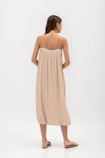SORA PLEATED CAMISOLE MIDI DRESS W SASH