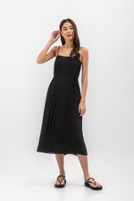 SORA PLEATED CAMISOLE MIDI DRESS W SASH
