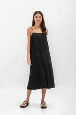 SORA PLEATED CAMISOLE MIDI DRESS W SASH