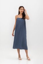 SORA PLEATED CAMISOLE MIDI DRESS W SASH