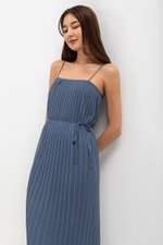 SORA PLEATED CAMISOLE MIDI DRESS W SASH