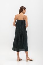 SORA PLEATED CAMISOLE MIDI DRESS W SASH