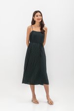 SORA PLEATED CAMISOLE MIDI DRESS W SASH