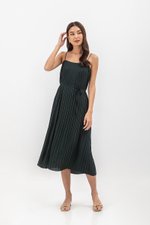 SORA PLEATED CAMISOLE MIDI DRESS W SASH