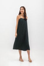 SORA PLEATED CAMISOLE MIDI DRESS W SASH