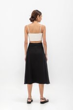 CAYLA RAW HEM FLARE MIDI SKIRT