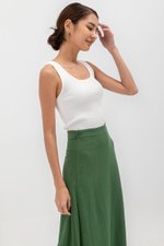 CAYLA RAW HEM FLARE MIDI SKIRT