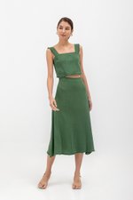 CAYLA RAW HEM FLARE MIDI SKIRT