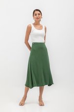 CAYLA RAW HEM FLARE MIDI SKIRT