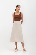 CAYLA RAW HEM FLARE MIDI SKIRT