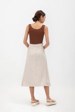 CAYLA RAW HEM FLARE MIDI SKIRT