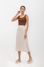 CAYLA RAW HEM FLARE MIDI SKIRT