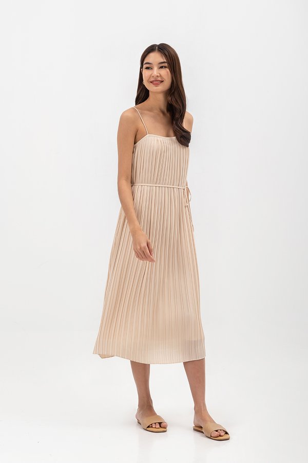 SORA PLEATED CAMISOLE MIDI DRESS W SASH SORA PLEATED CAMISOLE MIDI DRESS W SASH