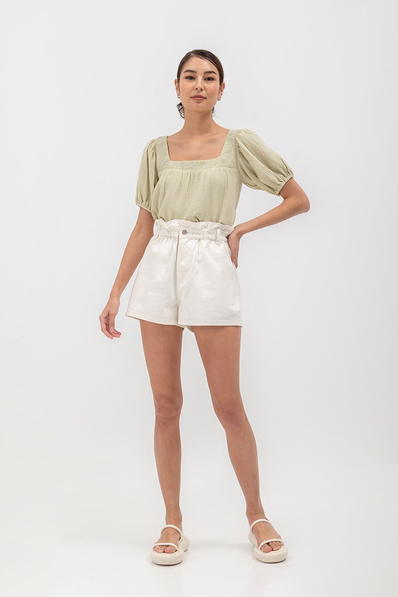 LIERA EMBROIDERED PUFF SLEEVE TOP