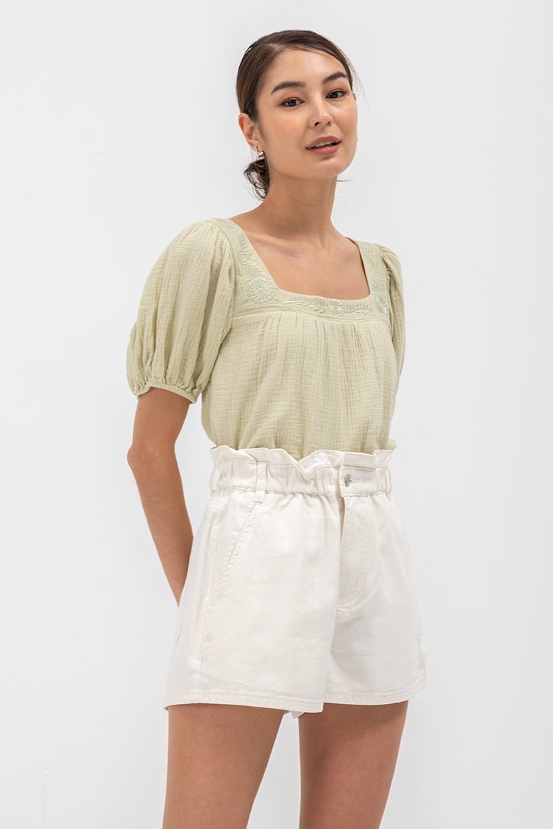 LIERA EMBROIDERED PUFF SLEEVE TOP
