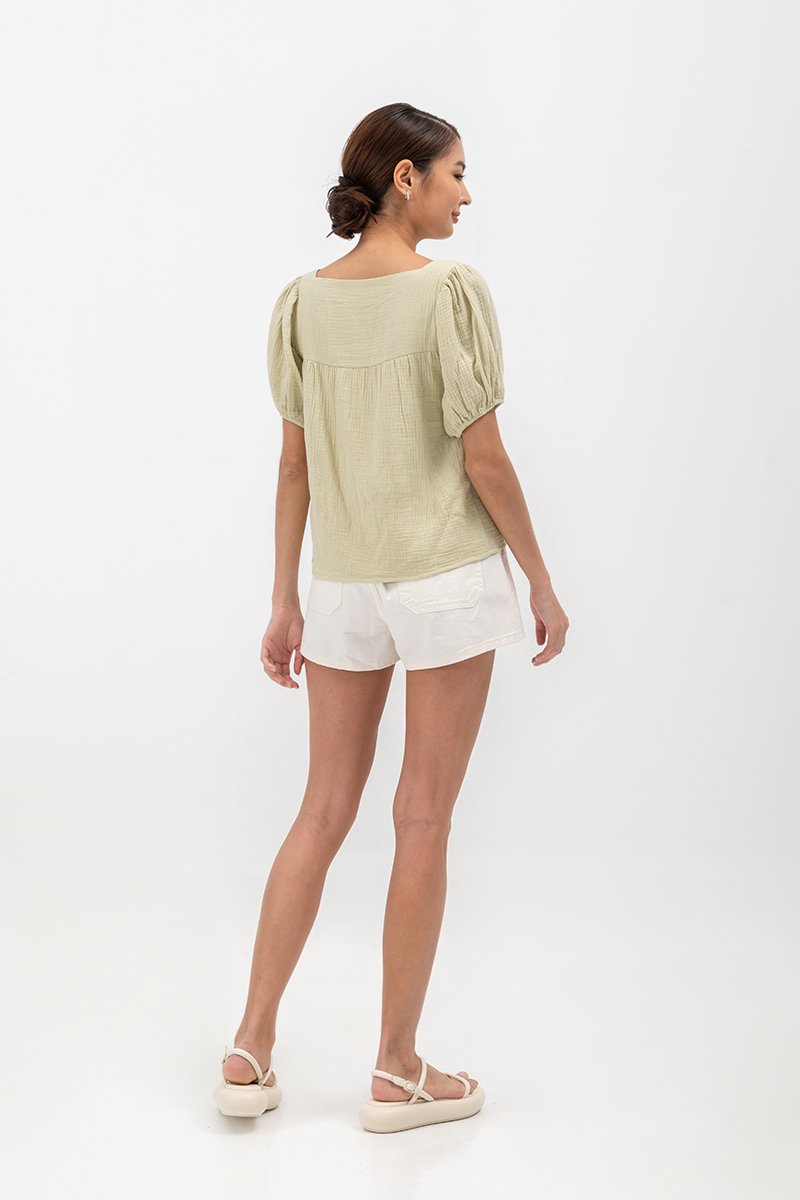 LIERA EMBROIDERED PUFF SLEEVE TOP