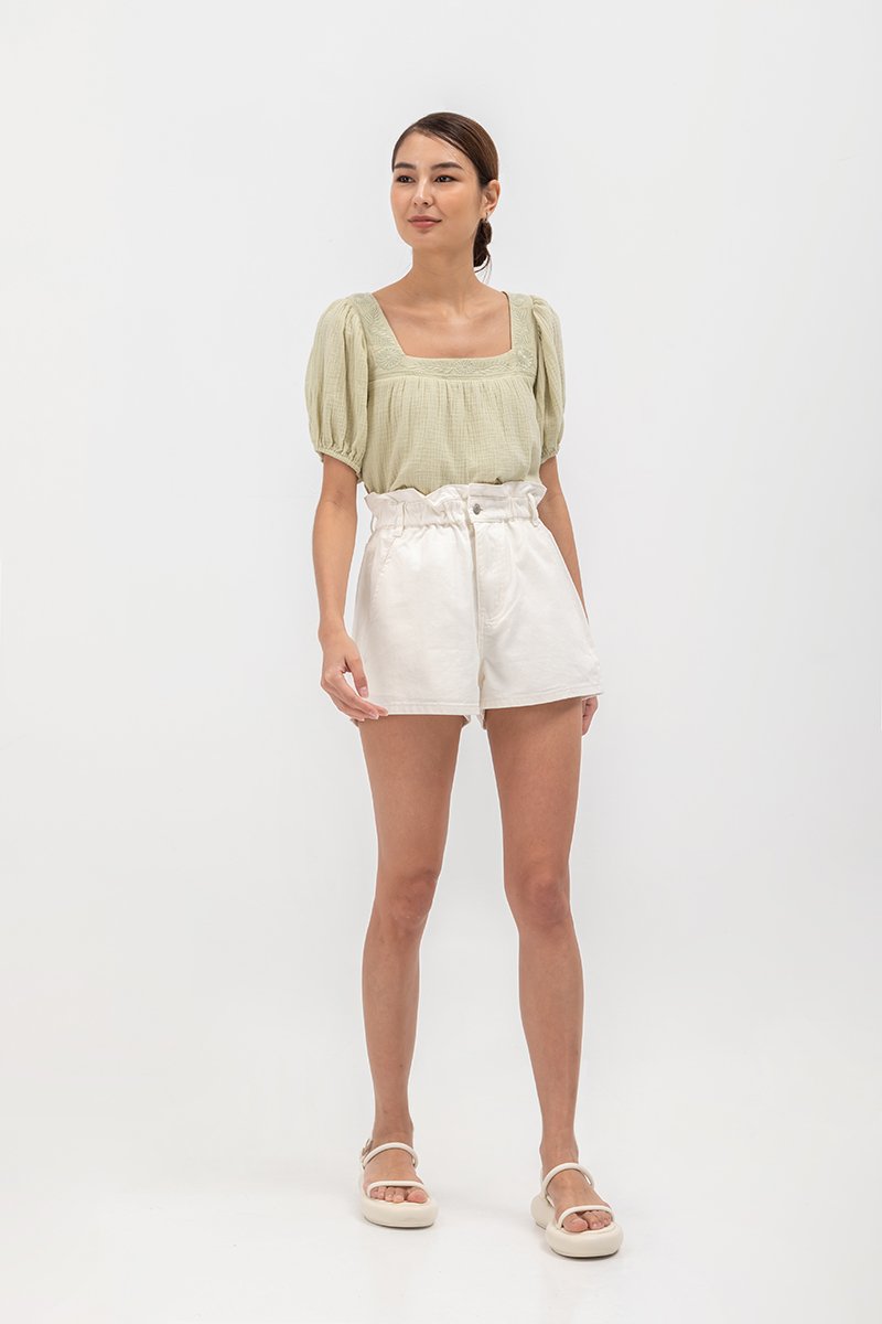 LIERA EMBROIDERED PUFF SLEEVE TOP