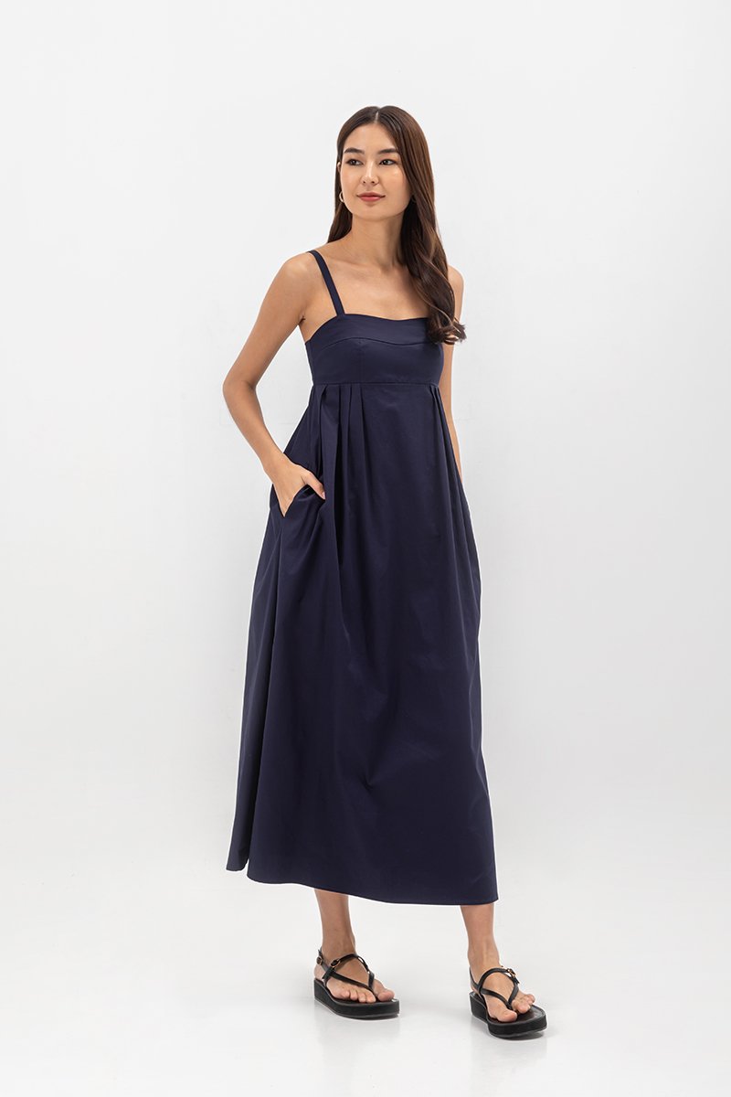 KAMILAH PLEATED CAMISOLE MAXI DRESS