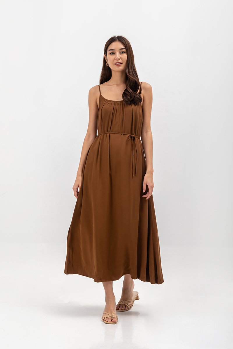 CANAYA SCOOP BACK MAXI DRESS W SASH