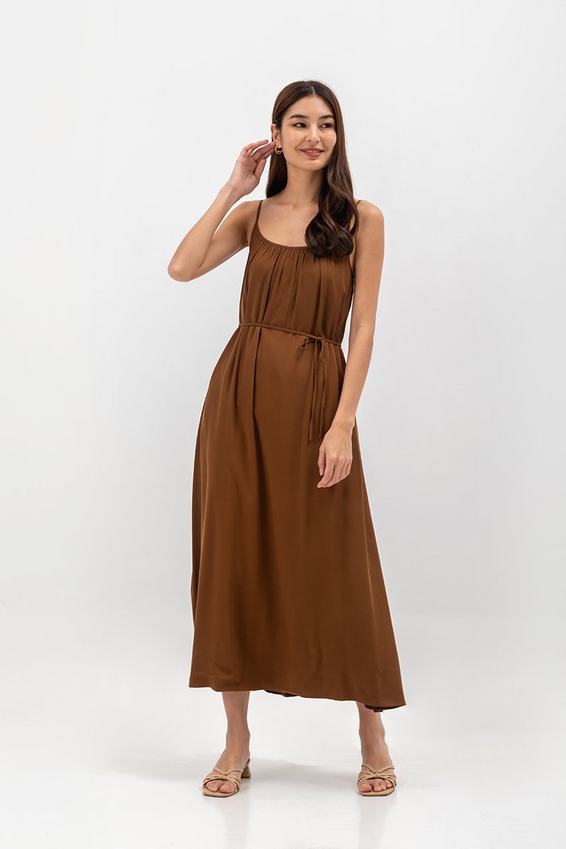 CANAYA SCOOP BACK MAXI DRESS W SASH