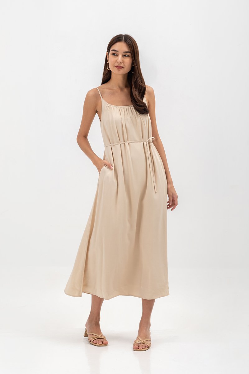 CANAYA SCOOP BACK MAXI DRESS W SASH