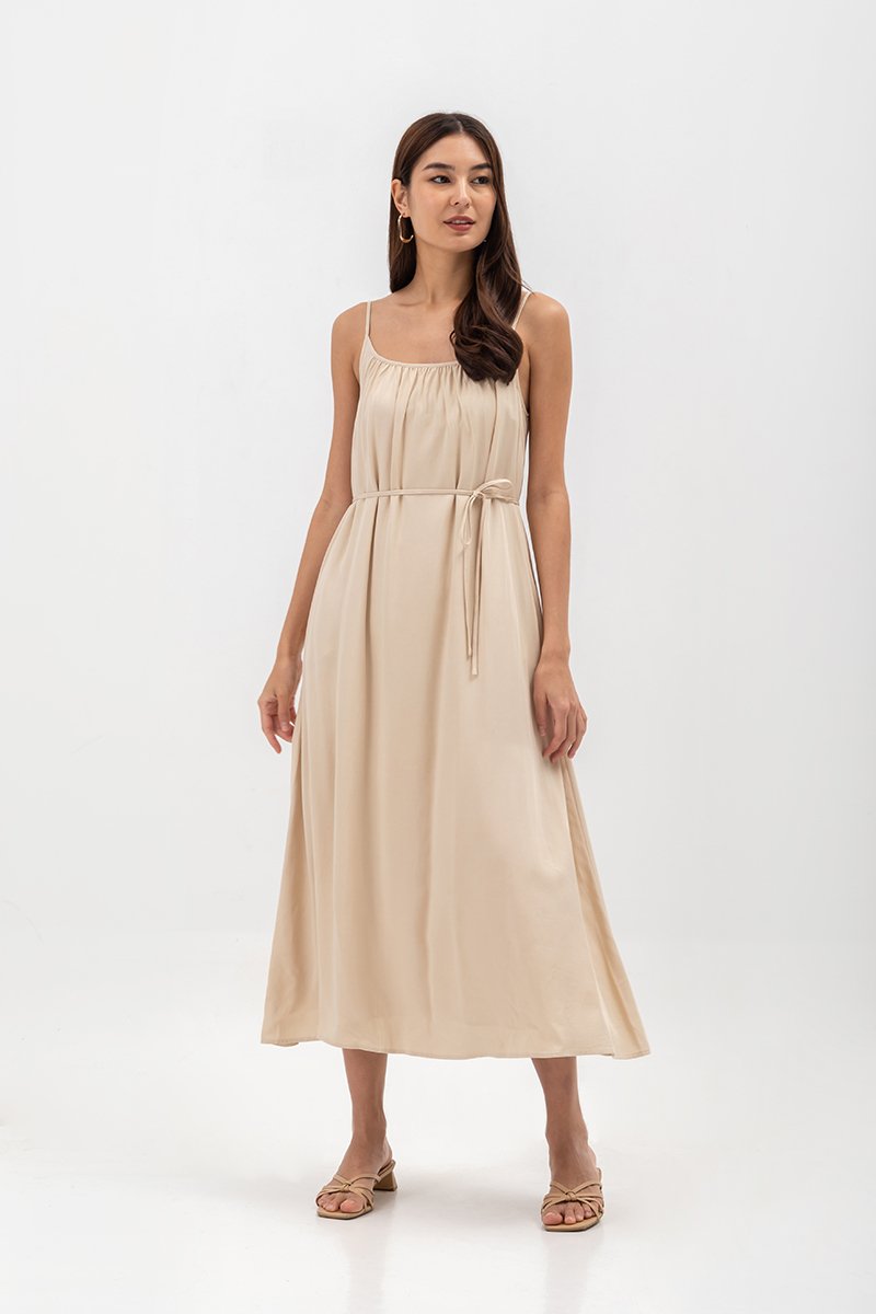 CANAYA SCOOP BACK MAXI DRESS W SASH