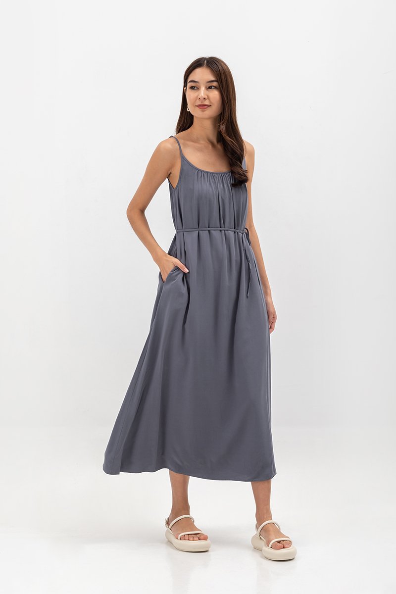 CANAYA SCOOP BACK MAXI DRESS W SASH