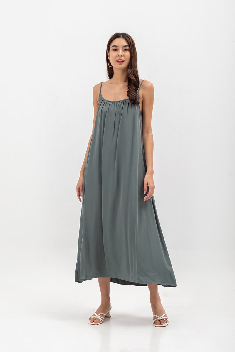 CANAYA SCOOP BACK MAXI DRESS W SASH