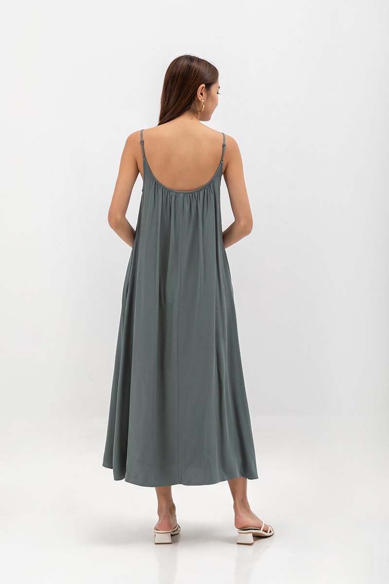 CANAYA SCOOP BACK MAXI DRESS W SASH