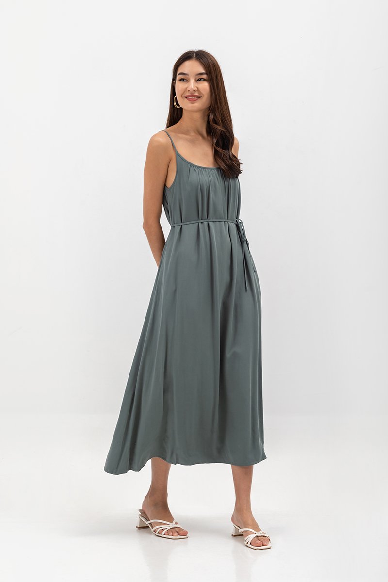 CANAYA SCOOP BACK MAXI DRESS W SASH