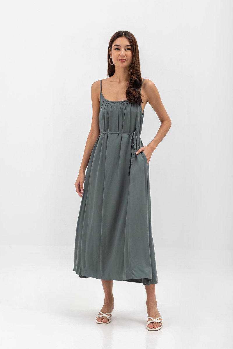 CANAYA SCOOP BACK MAXI DRESS W SASH