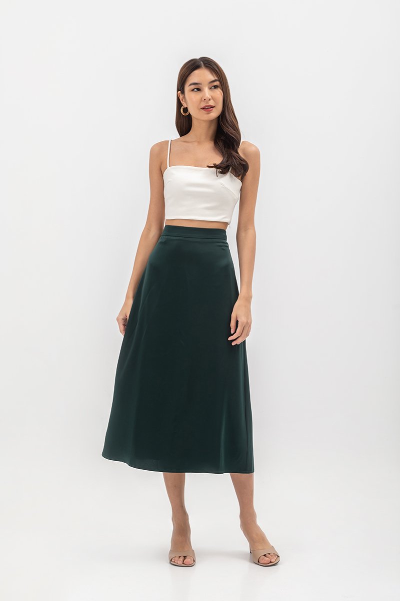 ASTER SATIN SLIP MIDI SKIRT