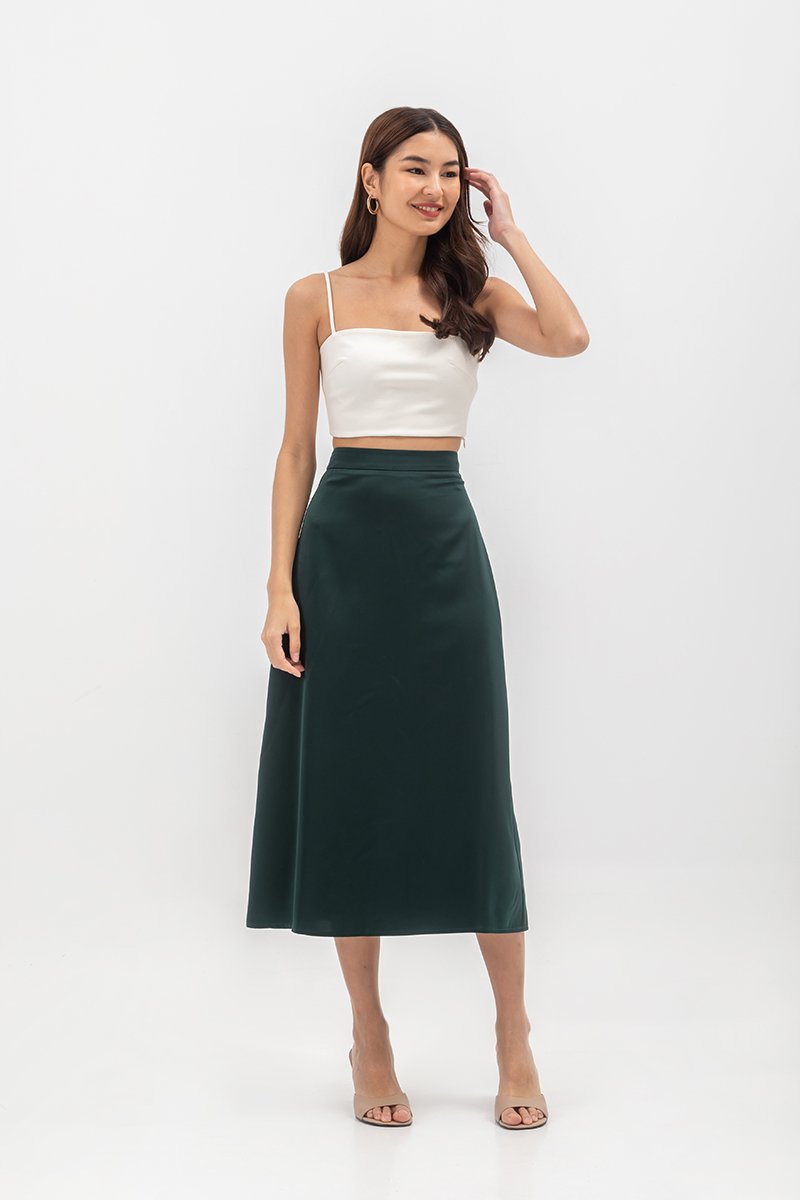 ASTER SATIN SLIP MIDI SKIRT