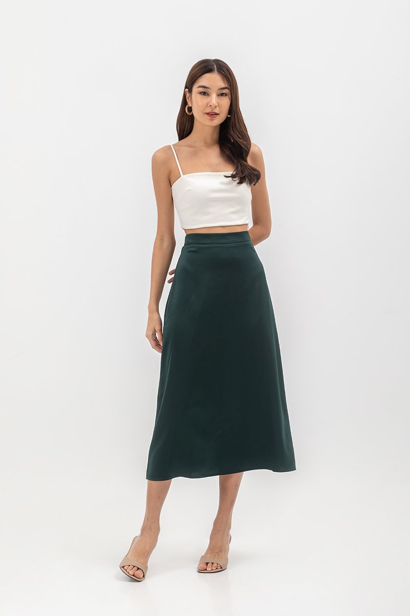 ASTER SATIN SLIP MIDI SKIRT